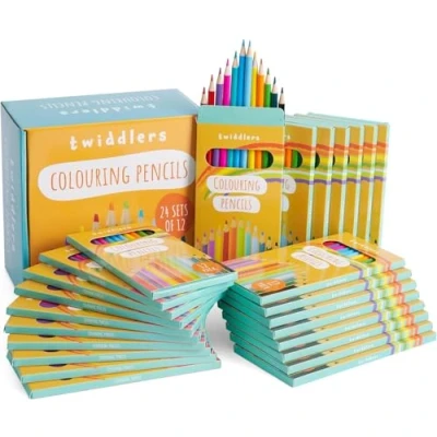 Imagen de THE TWIDDLERS 288 Lápices de Colores (24 Paquetes 12) Set dibujo, 17,5 cm Longitud Regalos para Fiestas, Dibujo Niños y Adultos