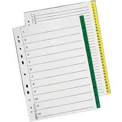 Imagen de Esselte Índices numéricos de papel Mylar, Tamaño A4, Tipo 1 31, Amarillo, 69874