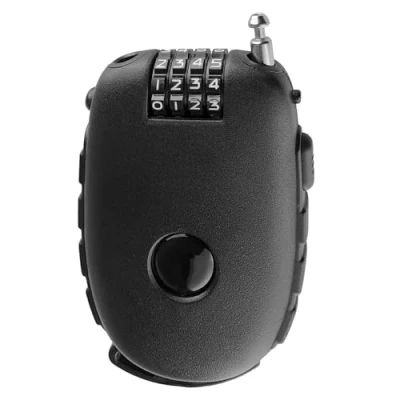 Imagen de 1pcs Candado de Cable Retráctil 4 Dígitos con Acero 130 cm,Candados Combinación,Candados Equipaje,Candado para Scooter,para Bicicleta,Casco,Equipaje Negro