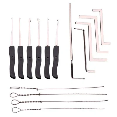 Imagen de Loboo Idea Broken Key Extractor Set Home Depot Cerrajería Herramienta Extracción Ganchos LockPick (15 piezas, Negro)