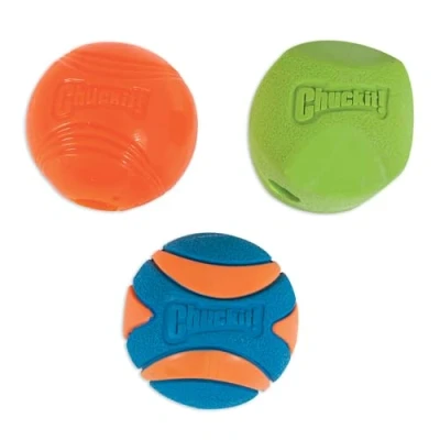 Imagen de Chuckit! Fetch Medley Gen 2 Bolas de Goma para Perros, Strato, Erratic, Ultra chirriantes Juguete Duradero Compatible con Lanzador Alto Rebote, Mediano, Paquete 3