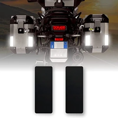Imagen de 4R Quattroerre.it 5761 Adhesivos Reflectantes para Maletas Bolsas Moto, Negro, 10 x 4 cm, Set de 2 Piezas