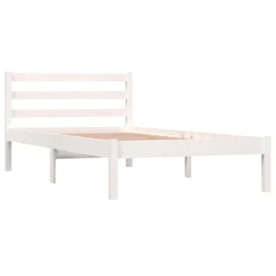 Imagen de vidaXL Estructura de Cama Dormitorio Habitación Muebles Mobiliario Cuarto Descanso Individual Decoración Madera Maciza Pino Blanco 90x190 cm