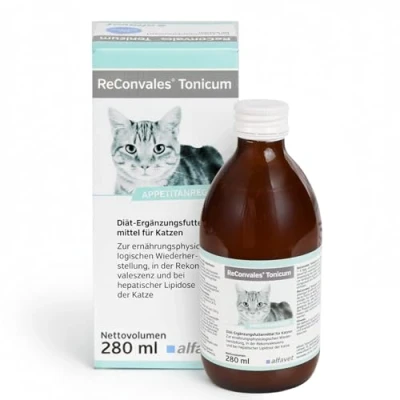 Imagen de alfavet ReConvales Tonicum para Gatos, suplemento dietético de 280 ml, alimento administración a Gatos convalecientes y con bajo Peso, así como lipidosis hepática