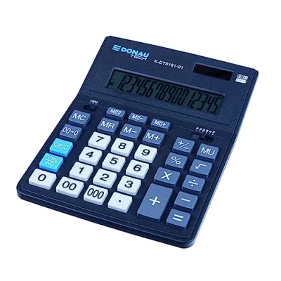 Imagen de Donau Tech Office K DT5161 01/16 dígitos Calculadora (201 x 155 35 mm, Color Negro/calculadora Dual Power Solar Funciona con Pilas/diseño Compacto/5 años de garantía)