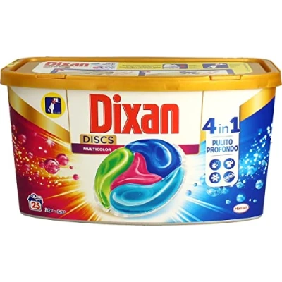 Imagen de Dixan Discs Multicolor Detergente Lavadora Prefosato en cápsulas 4 1 Capsule Coloridos, 2 x 25 Lavados