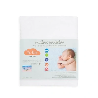 Imagen de Protector de Colchón Cuna 140x70 cm Impermeable y Transpirable en Rizo Algodón Suave, Ajuste con Elásticos, Anti Bacterias Lavable