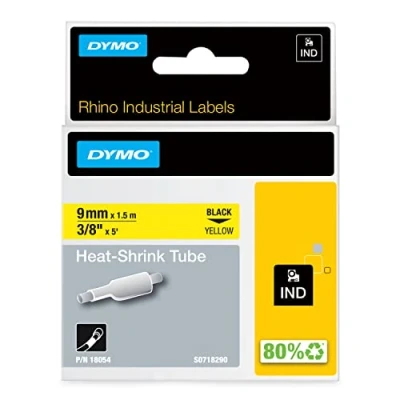 Imagen de Dymo ID1 9 Tubos termorretráctiles RHINO, color negro