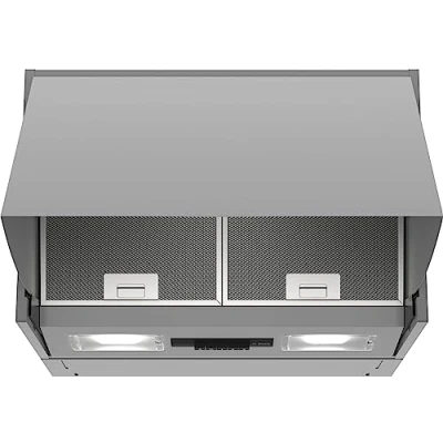 Imagen de Bosch DEM66AC00 Serie 2 Campana intermedia (60 cm de ancho, circulación y salida, iluminación LED uniforme, interruptor pulsador, 3 niveles potencia, filtro grasa metálica, apto para