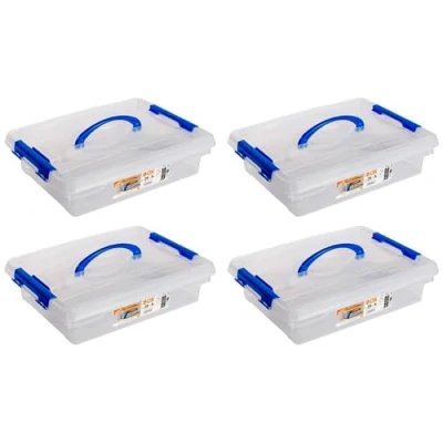 Imagen de AC Pack de 4 Cajas Almacenamiento Fabricado en plástico Contenedor para almacenar Juguetes, Libros, Ropa, Mantas N.º 29 36 x 52 27,5 cm 5 litros