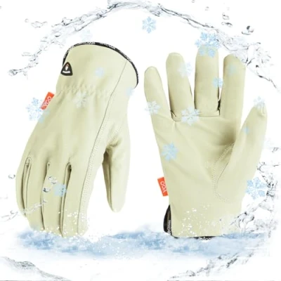 Imagen de Vgo... 1Pair 0℃/32F Guantes de Trabajo Seguridad Invierno Piel Cerdo para Hombres, Aparejador, Constructor, Construcción(PA9501FLWP)