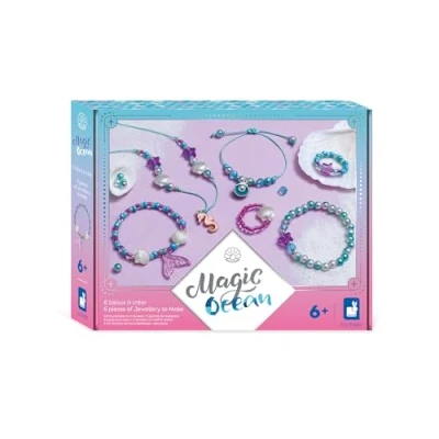 Imagen de Janod 6 Joyas para Crear Tema Sirenas Magic Ocean Kit de Manualidades Niños Aprendizaje Motricidad Fina y Concentración A Partir años J09126