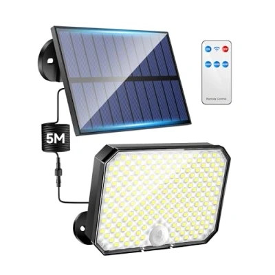 Imagen de Luz Solar Exterior Jardin,【190LED 2000LM】3 Modos Focos Led Solares, IP65 Luces Solares Jardin, Control Remoto Foco Lampara