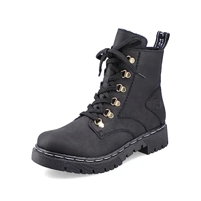 Imagen de Rieker Mujer Botines Y2422, señora con Cordones,Media Bota,Bota Cordones,Zapato de transición,Bota,Negro (Schwarz / 00),37 EU 4 UK