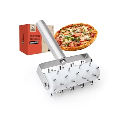 Imagen de Chef Pomodoro rodillo de acero inoxidable para masa pizza (21 x 14,5 cm, longitud la espiga 7 mm) Herramienta cocina esencial galletas
