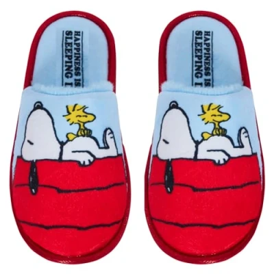 Imagen de Peanuts Pantuflas Snoopy para mujeres, adolescentes y niñas, deslizantes, con espalda abierta, zapatos cálidos de Woodstock, multicolor, 36 EU