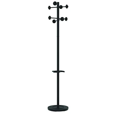 Imagen de Perchero metalico unilux accueil pie 8 colgadores con paraguero y bandeja goteo negro 177 x 38 cm