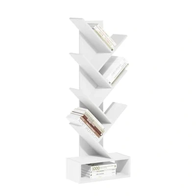 Imagen de Furinno Tree Librería de árbol 7 Niveles con Estante Inferior, Color Blanco