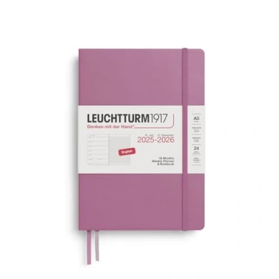 Imagen de LEUCHTTURM1917 372797 Agenda semanal y cuaderno mediano (A5) 2026, 18 meses 07/2025 12/2026, tapa dura, Dusty Rose, Inglés