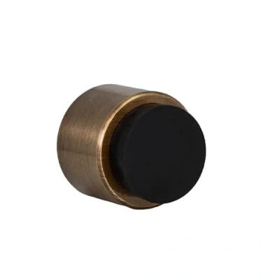 Imagen de EVI Herrajes Tope de Puerta Adhesivo para Pared 28 x mm Goma Negra Acero Inoxidable Acabado Cuero Envejecido Gran Adhesión 100% Funcional Mod. I 198/28 TPM CU