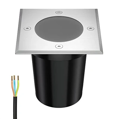 Imagen de ledscom.de luz empotrada en el suelo RELI para exteriores, IP67, acero inoxidable, angular, 11 x 11cm, 1x GU10 máx. 15W, esmerilado, de camino, lámpara suelo, foco jardín, exterior,