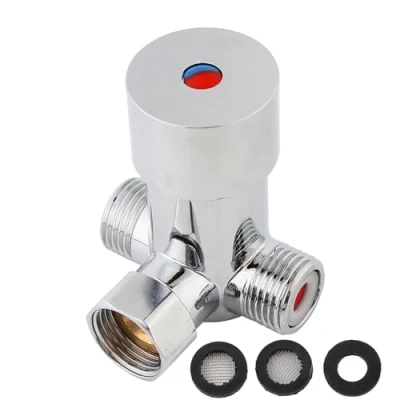 Imagen de Válvulas de grifo, Fydun G1/2 Válvula mezcladora agua fría caliente Mezclador termostático Control temperatura para grifo automático muchos tubos domésticos o comerciales