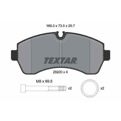 Imagen de TEXTAR 2920006 Juego de pastillas freno preparado para indicador desgaste con tornillos pinza accesorios