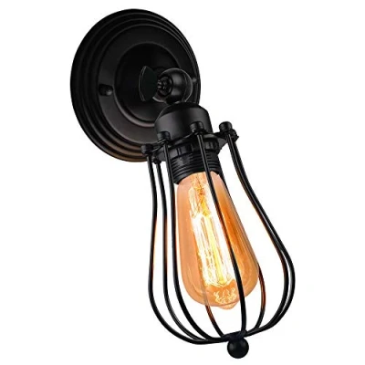 Imagen de Vintage Lámpara de Pared Retro Industrial Aplique Ajustable Rustica Iluminación Interior para Dormitorio Pasillo Sala estar Loft Cocina Entrada (Negro)