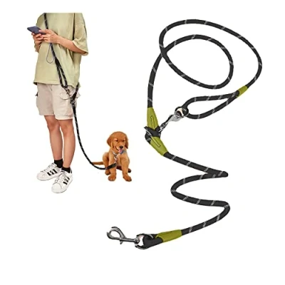 Imagen de Correa de Perro Manos Libres para Correr y Caminar, Doble Perro, Reflectante Nailon 1,2 cm Grosor, Resistente Perros pequeños, medianos Grandes (Negro)
