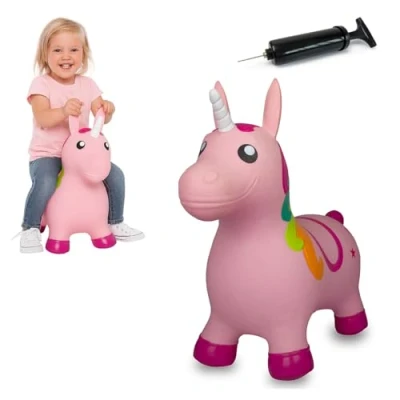 Imagen de Jamara 460316 Unicornio colorido animal saltarín con bomba Orejas como soporte