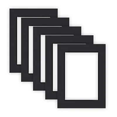 Imagen de nielsen Conservation Tablero Passepartout 1,5 mm, juego de 5, tamaño exterior 30x40 cm para imagen 20,5x29,5 (DIN A4), negro liso