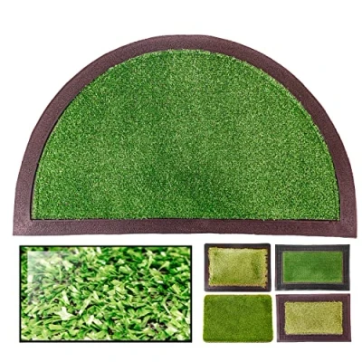 Imagen de LucaHome Felpudo Entrada casa 40x70 cm semiluna de Goma y Césped Artificial Base Antideslizante, Felpudo, fácil Limpieza, Absorbente, Fepudo para Exterior e Interior