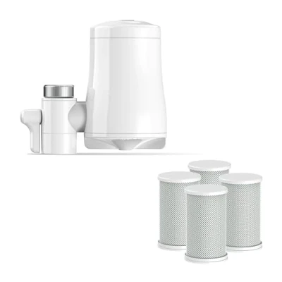 Imagen de Tappwater EcoPro Filtro de agua para grifo, sistema filtración en 5 etapas, filtra más 100 sustancias, incluyendo cloro, cal y mal sabor (4 recambios incluidos)