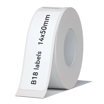 Imagen de NIIMBOT Etiquetas adhesivas B18, material PET duradero, resistente al agua y a altas temperaturas, conservación largo plazo, cintas de repuesto solo para impresora B18 (14x50 mm 125, blanco)