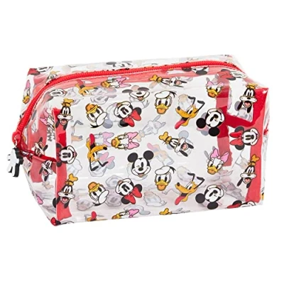 Imagen de Mickey Mouse Minnie and Friends Bolsa de cosméticos transparente para niñas y mujeres, maquillaje lápices escolares, multicolor, Talla única,
