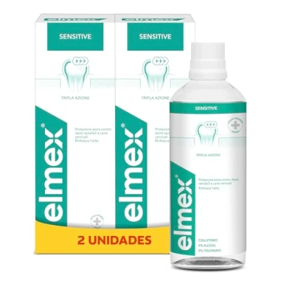 Imagen de Elmex Sensitive Enjuague Bucal contra la Sensibilidad Dental Pack 2 Uds x 400ml Protege Caries Colutorio que los Dientes Extremadamente Sensibles Contiene Fluoruro de Amina