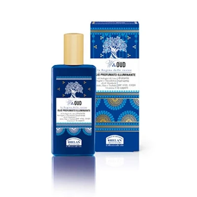 Imagen de Helan, W Oud, Aceite Pelo, Cara y Cuerpo Perfumado e Iluminador, para Piel Cabello Suave, Absorción Rápida Corporal Hidratante Seco con Almendras Dulces Vitamina E, 50 ml Made in Italy
