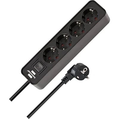Imagen de Brennenstuhl Ecolor regleta enchufes con 4 tomas corriente (cable de 1,5 m, interruptor) color negro