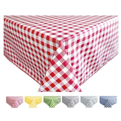Imagen de Home Direct Mantel de Hule, Rectangular 140 x 180cm Cuadros Rojo