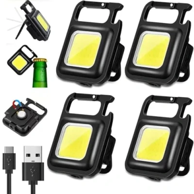 Imagen de Linterna LED Recargable USB,MiavogoSet de 4,Mini Alta Potencia,Linterna Pequeña Resistente al Agua,Linterna Llavero para Niños,Luz Emergencia COB con Imán [eficiencia energética A+++]