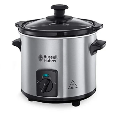 Imagen de Russell Hobbs Olla de Cocción Lenta Compact Home Capacidad 2 L, Diseño Compacto, 3 Temperaturas, Cuerpo Acero Inoxidable, Cazuela Extraíble Cerámica, Tapa Cristal, Plata 25570 56