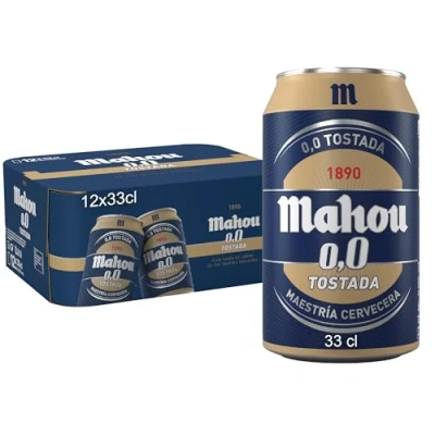 Imagen de Mahou 0,0 Tostada, Pack de 12 Latas x 33 cl, Cerveza Lager Refrescante, Ligera y Suave, Sabor Auténtico, 0.0% Vol Alcohol