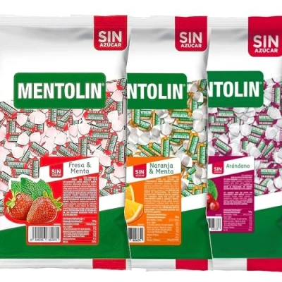 Imagen de MENTOLIN PACK 3 Kg caramelos sin azúcar duros Fresa Menta &amp; Naranja Arandano