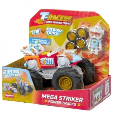 Imagen de T Racers Power Truck Mega Striker Súper vehículo con 1 piloto y exclusivos. Compatible otros coches