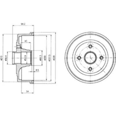 Imagen de DELPHI BF472 Tambor de Freno sin anillo sensor ABS, cojinete rueda 228 OPEL: Corsa C Hatchback, Tigra Twintop