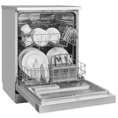 Imagen de Exquisit® Lavavajillas 60Cm, Clase D, Color Plateado, 12 Servicios, 6 Programas, Inicio Diferido 24H, Indicador Falta Sal y Abrillantador, Consumo 82 kWh/100ciclos, Medidas 84,5x59,8x60 Cm.