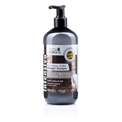 Imagen de Real Natura Champú Sin Sal Pro Força Crina Fortalece y Nutre desde la Raíz Fórmula para Todo Tipo de Cabello Fragancia Refrescante Duradera 500 ml