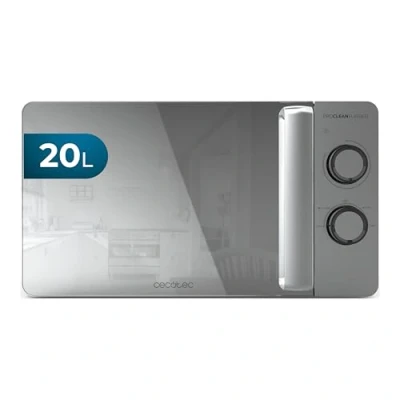 Imagen de Cecotec Microondas de 20L Proclean 3060 Flatbed. Mirror Potencia 700W, Diseño Compacto, Interior Cerámico, Modo descongelación, Temporizador 30 Min, Tecnología 3Dwave, Mirrordoor