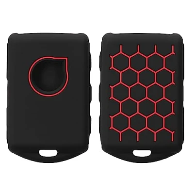 Imagen de kwmobile Funda Compatible con Llave de Coche Volvo 4 Botones Keyless Go Carcasa Protectora Silicona para Case en Negro/Rojo