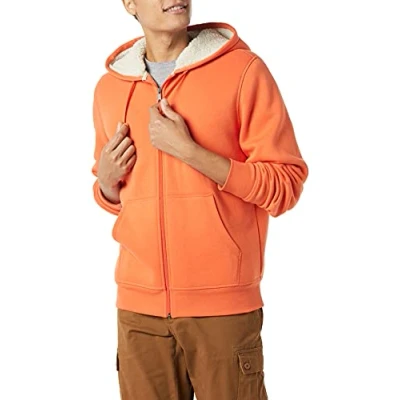 Imagen de Amazon Essentials Sudadera con capucha de forro polar y cremallera completa, sherpa Hombre, Naranja, S